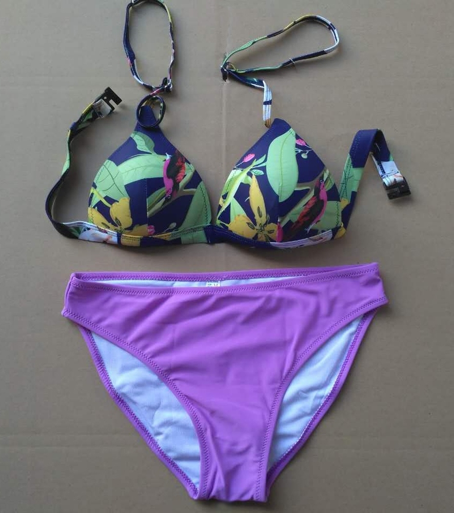 F4538-1 Missy November Rain Neoprene Bikini in Navy Floral